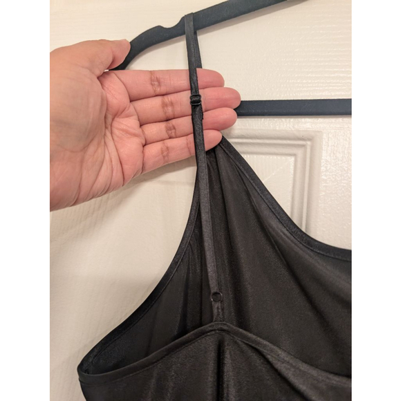 Vintage 90s Y2K Asymmetrical Midi Dress Midnight Garden Whimsigoth Satin Slip L - Picture 6 of 8